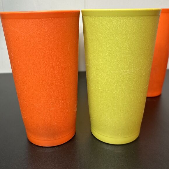 Vintage Tupperware Tumblers Cups 873 - 12 oz. Harvest Colors Set of 5 Stackable - Picture 3 of 14